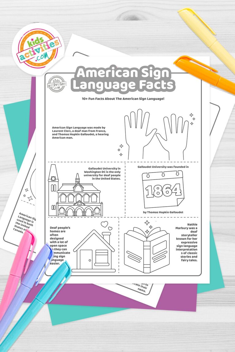 American Sign Language Facts Coloring Pages Feature Image