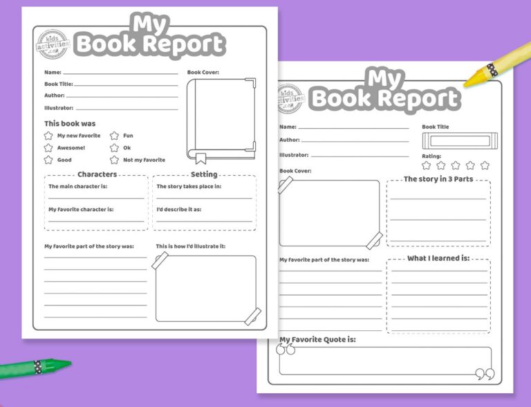 Book Report Template Printable Facebook